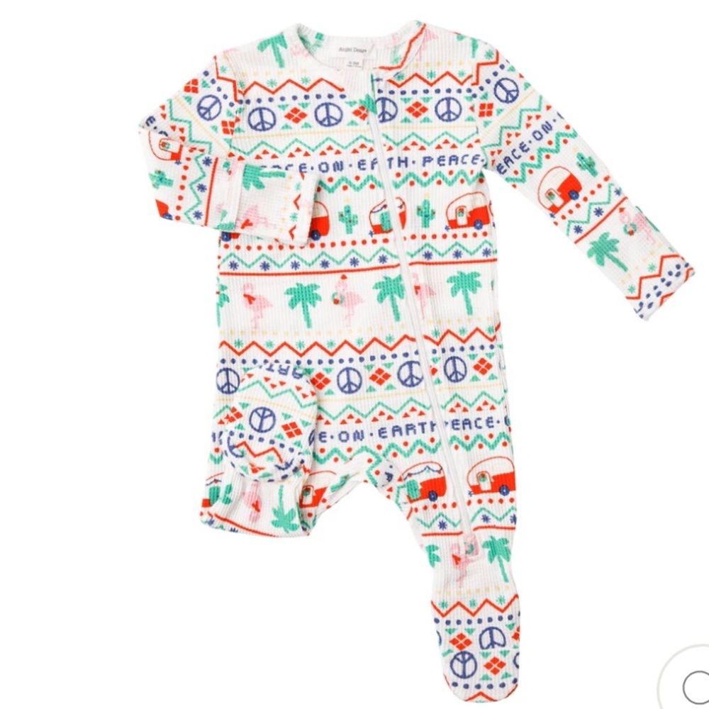 Angel Dear - Zipper Footie in California Fair Isle Thermal 6-9 months. Brand new
